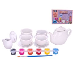 Kreativní sada malování na čajový servis 13ks se štětcem a barvičkami v krabičce