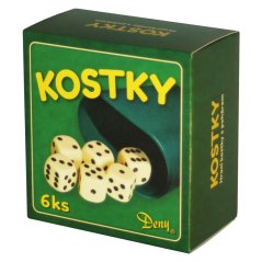 Hrací kostky bílé s kelímkem