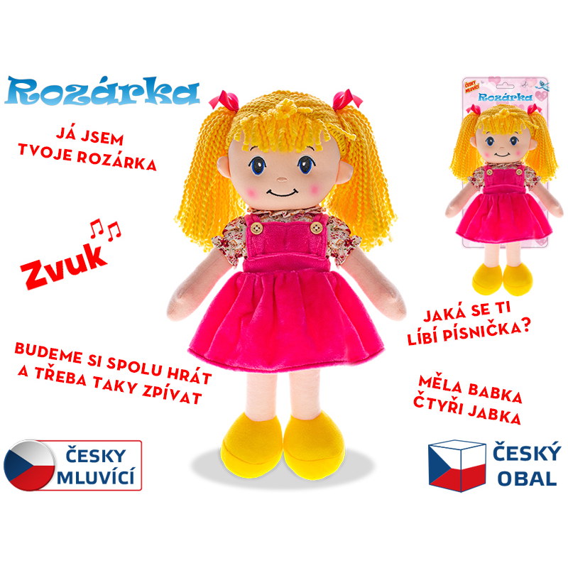 Panenka Rozárka měkké tělo 35cm na baterie česky mluvící blondýnka 0m+