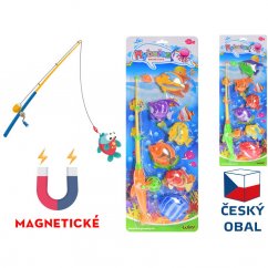 Hra magnetický rybář s udičkou 40cm a 6ks rybiček 2 barvy na kartě