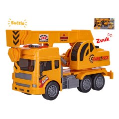 Auto stavební jeřáb 27cm na setrvačník na baterie se světlem a zvukem