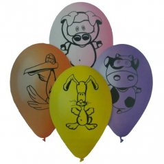 Sada balónků Kulatý s potiskem zvířátek 4ks