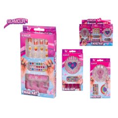 Glamour - Sada nalepovacích nehtů s diamanty a doplňky - 3 druhy