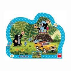 DINO Krtek se žlutým autem 25 kontura puzzle