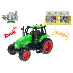 Kids Globe Farming traktor kov 11cm na setrvačník na baterie se světlem a zvukem 2barvy