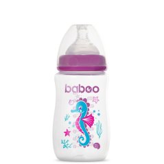 Dětská lahvička s dudlíkem 250 ml fialová 3m+