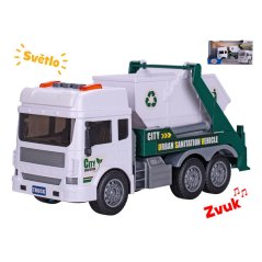 Popelářské auto s kontejnerem na setrvačník - 28 cm - se světlem a zvukem