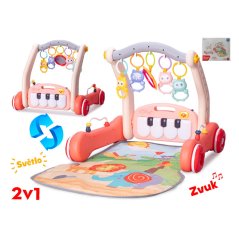 Chodítko s podložkou 2v1 - s růžovým piankem na baterie