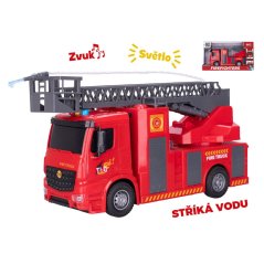 Hasičské auto stříkající vodu  na setrvačník, se světelným a zvukovým efektem.