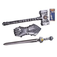 Sada rytíř kladivo 38cm, meč a rukavice