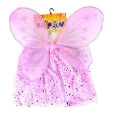 Dětský kostým Tutu sukně růžová motýl s hůlkou a křídly