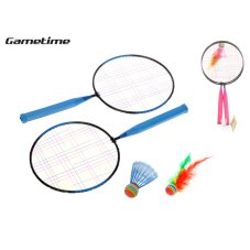 Gametime badmintonové rakety 44x22cm 2ks s košíčky 2ks 2barvy v síťce
