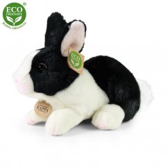 Plyšový králík bílo-černý ležící 23 cm