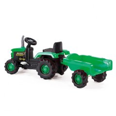 Dětský traktor šlapací s vlečkou, zelený