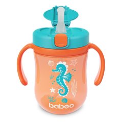 Hrneček se silikonovým brčkem 300 ml oranžový 9+m