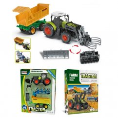 Traktor s příslušenstvím, na baterie, světlo, zvuk, 26 + 23 cm