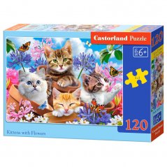 Puzzle Castorland Koťata s květinami 120 dílků