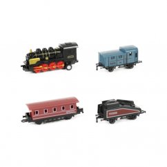 Mini vlak - kovová lokomotiva se 3 vagónky