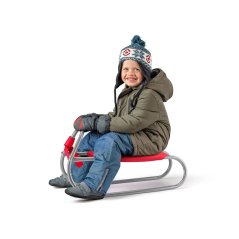 Sáňky CROSS, stříbrno-červené, kovové