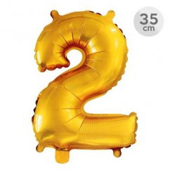 Balón narozeninový 35cm - číslo 2, zlatý