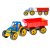 Traktor se sklápěcím přívěsem 54cm modro/červený v síťce