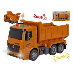 Stavební auto sklápěčka na setrvačník, se světelným a zvukovým efektem.