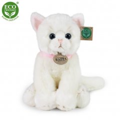 Plyšová kočka sedící bílá 25 cm