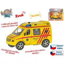 Kids Globe Traffic ambulance CZ 11cm kov zpětný chod na baterie česky mluvící se světlem