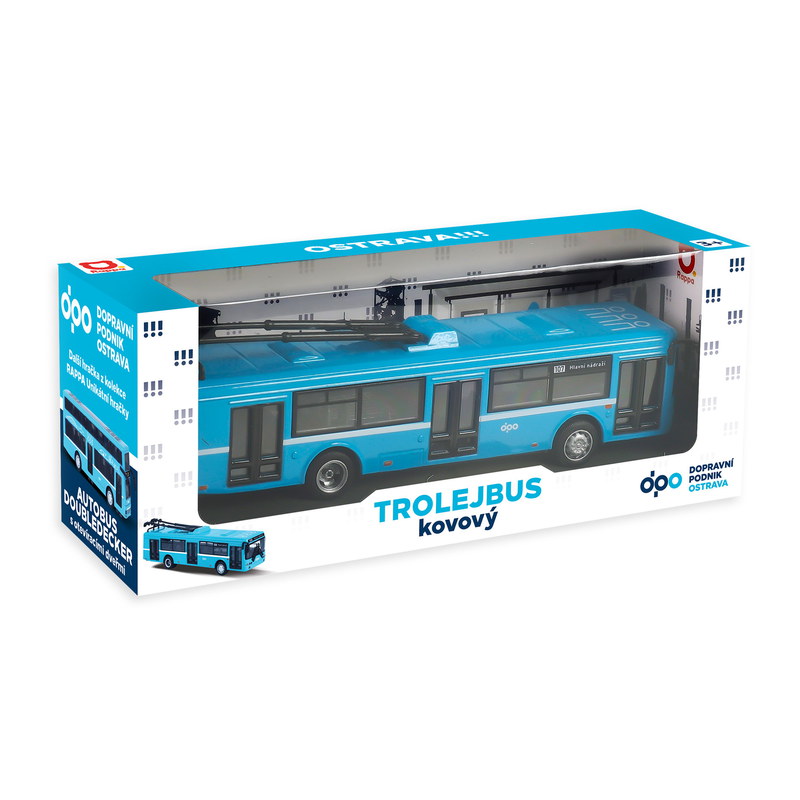 Kovový trolejbus DPO Ostrava modrý 16cm