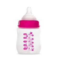 Dětská lahvička s dudlíkem 150 ml růžová 0+