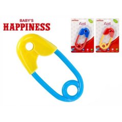 Chrastítko spínací špendlík 12cm Baby‚s Happiness 3barvy 0m+ na kartě