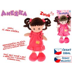Panenka Anežka 36cm na baterie česky mluvící a zpívající brunetka