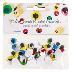 Oči s pohyblivou panenkou - oválné s řasami, 40 ks, 16 mm