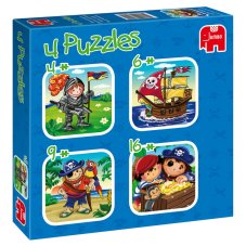 Puzzle JUMBO dětské tvarované Klučičí dobrodružství 4+6+9+16