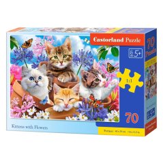 Puzzle Castorland 70 dílků premium - Koťátka v květinách