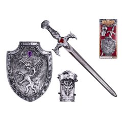 Sada rytíř meč 50cm se štítem a chráničem předloktí na kartě